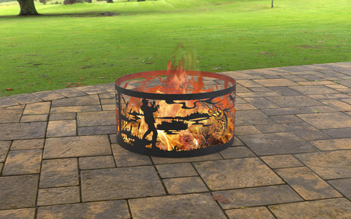 Picture - 8. Fire Pit Ring Fishing. Files DXF, SVG for CNC, Plasma, Laser, Waterjet. Garden Fireplace. FirePit. Metal Art Decoration.
