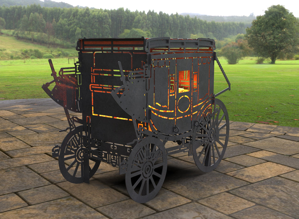 Picture - 3. Stagecoach Carriage Fire Pit Grill. Files DXF, SVG for CNC, Plasma, Laser, Waterjet. Brazier. FirePit. Barbecue.