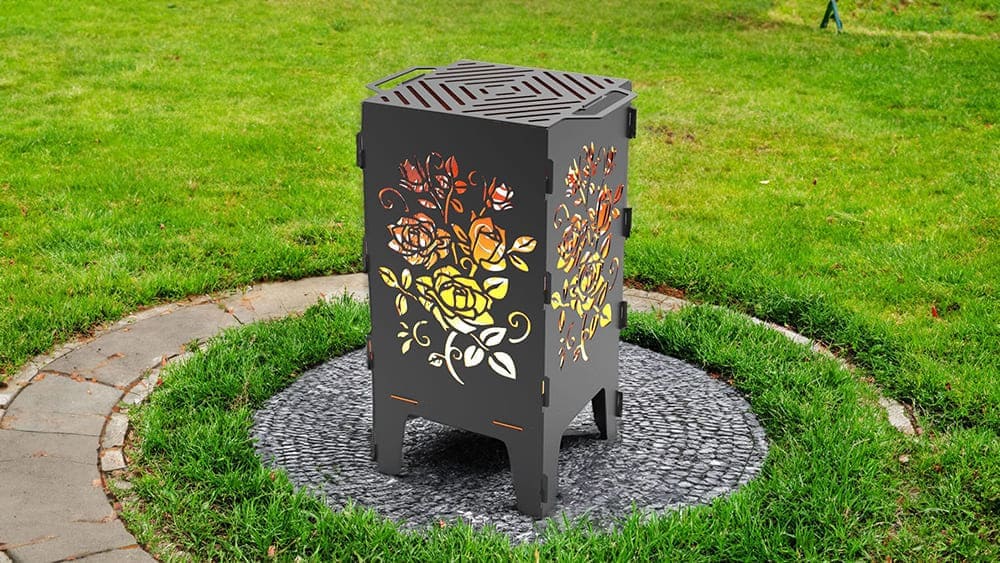 Design di bracieri da esterno con motivi floreali