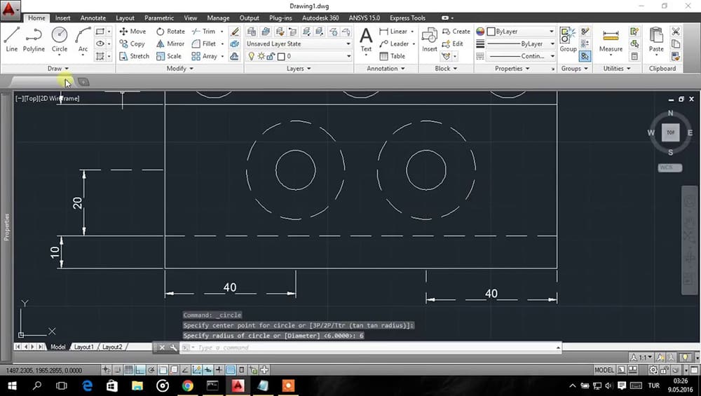 Example of layers in drawings for laser and plasma cutting